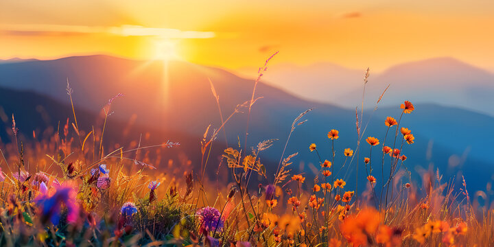 Blue Sky Over Field at Sunrise
