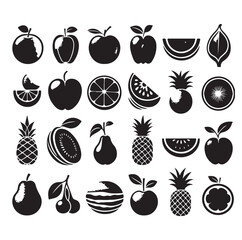 Fruits collection icon silhouette vector illustration 