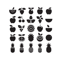 Fruits collection icon silhouette vector illustration 