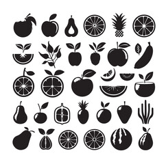 Fruits collection icon silhouette vector illustration 