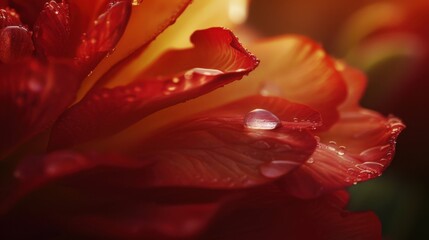 A dewdrop on a flower petal.