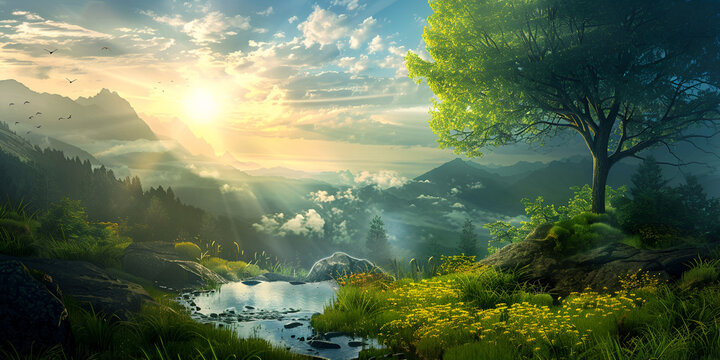 Floral and Mountain Picture Collage
