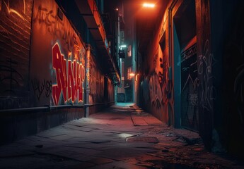Urban Alley at Night