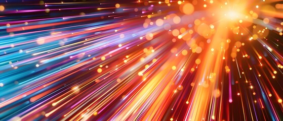 Obraz premium A vibrant and dynamic background featuring colorful streaks of light, representing the speed and energy associated with fast internet connections