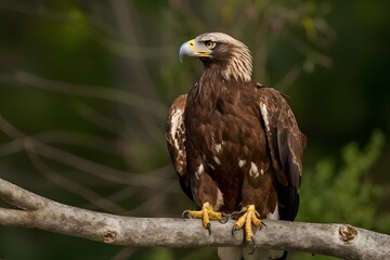 Martial Eagle Perched on a Branch in Nature, Realistic Photo, Pattern Background, Wallpaper, Cover and Screen for Smartphone, Cell Phone, Computer, Laptop