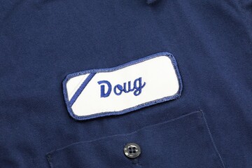 Blue-collar workers uniform shirt with name patch
