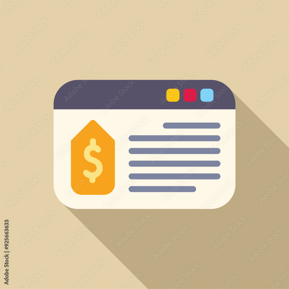 Poster webpage is displaying a price tag with a dollar sign, representing online shopping and e commerce tr
