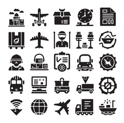 Logistics icons silhouette set silhouette vector illustration 
