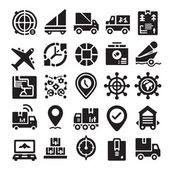 Logistics icons silhouette set silhouette vector illustration 