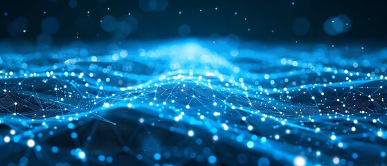 abstract background with particles light technology wave,