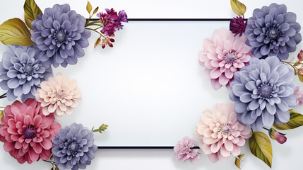Zinnias illustration on a white background with copy space ~ Created using Generative AI