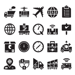 Logistics icons silhouette set silhouette vector illustration 