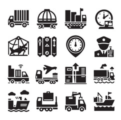 Logistics icons silhouette set silhouette vector illustration 