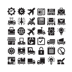 Logistics icons silhouette set silhouette vector illustration 