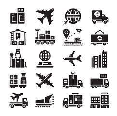 Logistics icons silhouette set silhouette vector illustration 
