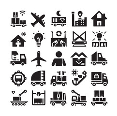 Logistics icons silhouette set silhouette vector illustration 