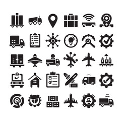 Logistics icons silhouette set silhouette vector illustration 