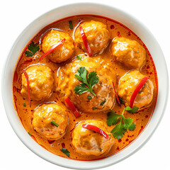a bowl of soup with meatballs and vegetables
