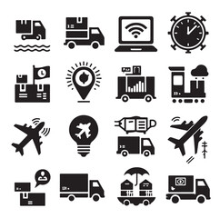 Logistics icons silhouette set silhouette vector illustration 