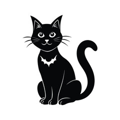 Halloween cat silhouette with white background