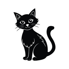 Halloween cat silhouette with white background