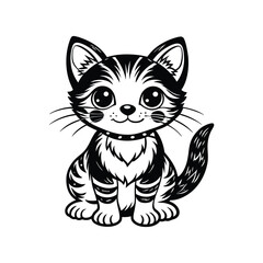 cute cat vector art with white background