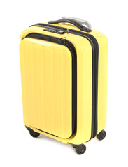 One new yellow suitcase isolated on white