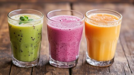 Fresh Fruit Smoothies in Glasses.