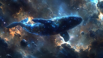 Fototapeta premium Cosmic Whale in Nebula.