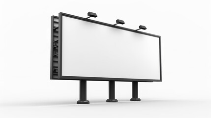 Naklejka premium A large billboard with three lights on top of it. The billboard is white and has the word 