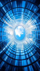 modern glass building with abstract architectural lines and structures, symbolizing innovation and progress in contemporary design