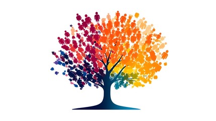 Dynamic charity logo featuring a tree made of people icons, symbolizing growth and community. Optimized for use in various digital and print formats