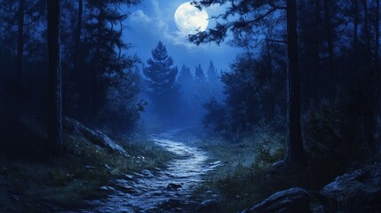 Moonlit Forest Path.
