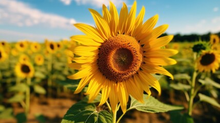 Close Up of a Sunflower in a Field
