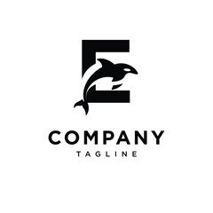 Fototapeta premium Letter E Orca Logo icon vector