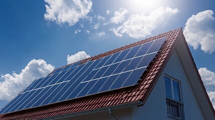Solar Panels On Roof Of House.