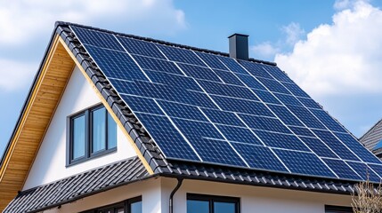 Solar Panels on Roof of a House.