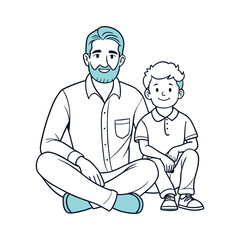 father and son silhouette vector art