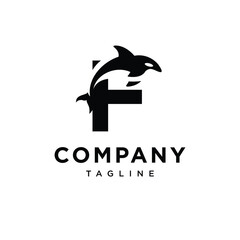 Letter F Orca Logo icon vector