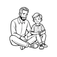 father and son silhouette vector art