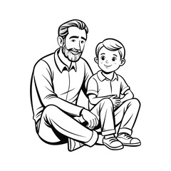 father and son silhouette vector art