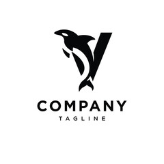 Letter V Orca Logo icon vector