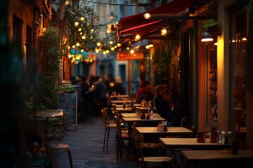 Fototapeta premium Street cafe diversity showcasing variety of street food and public dining ambiance