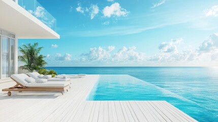 Fototapeta premium Luxury Villa with Infinity Pool and Ocean View.