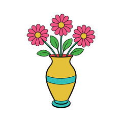 Flower Vase On White Background illustration