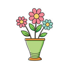 Flower Vase On White Background illustration