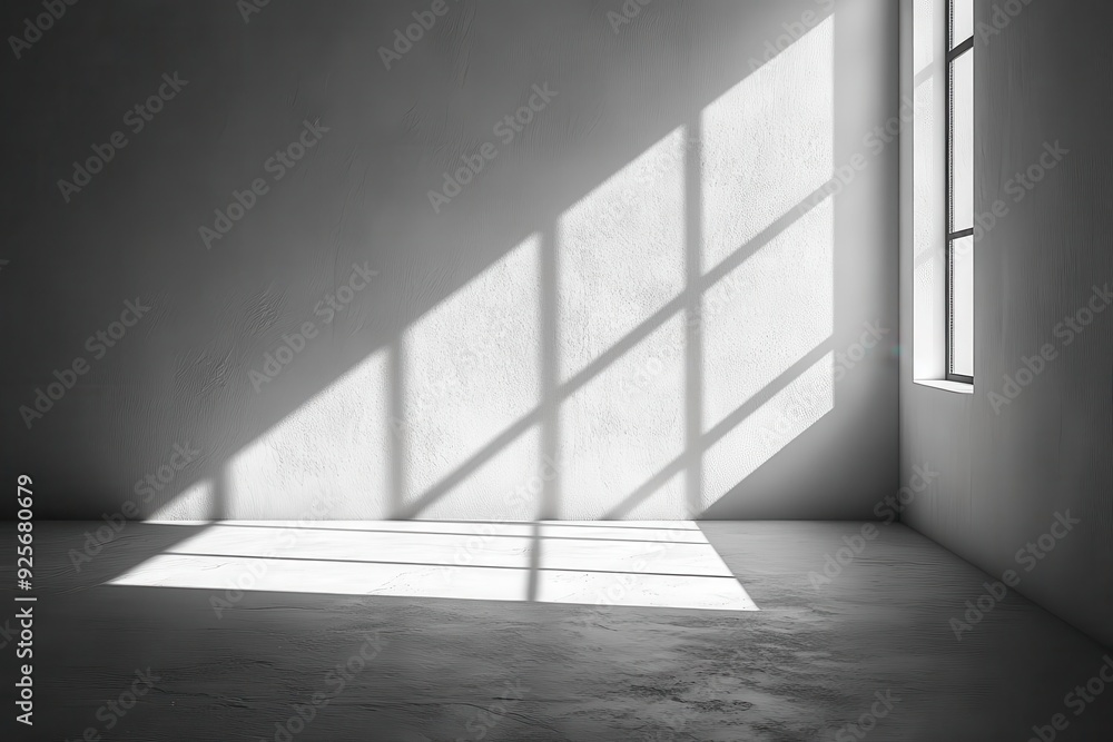 Wall mural minimalist white studio space dramatic shadow play clean geometric lines artistic negative space con