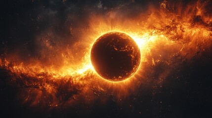 Obraz premium Burning Planet in Space.