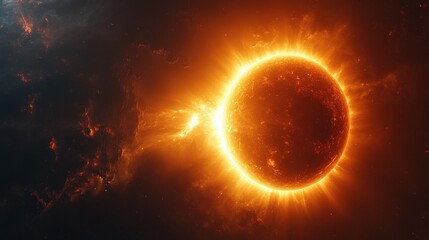 Fiery Sun in Space.