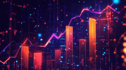 Fototapeta premium Abstract Neon Graph Data Visualization.